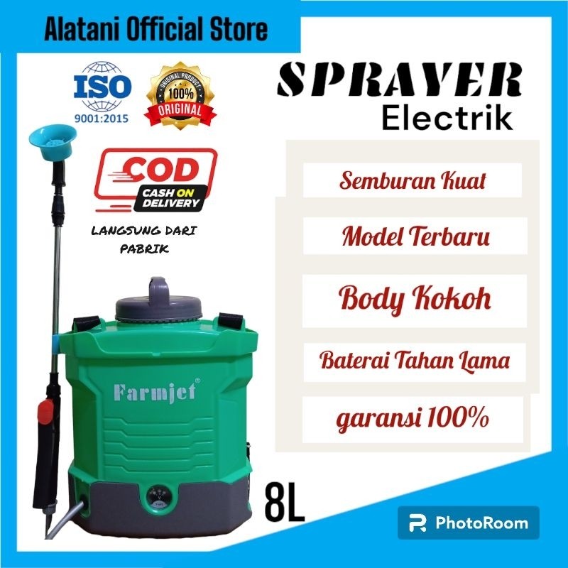Pompa Sprayer Elektrik 8 Liter Hijau Abu Abu