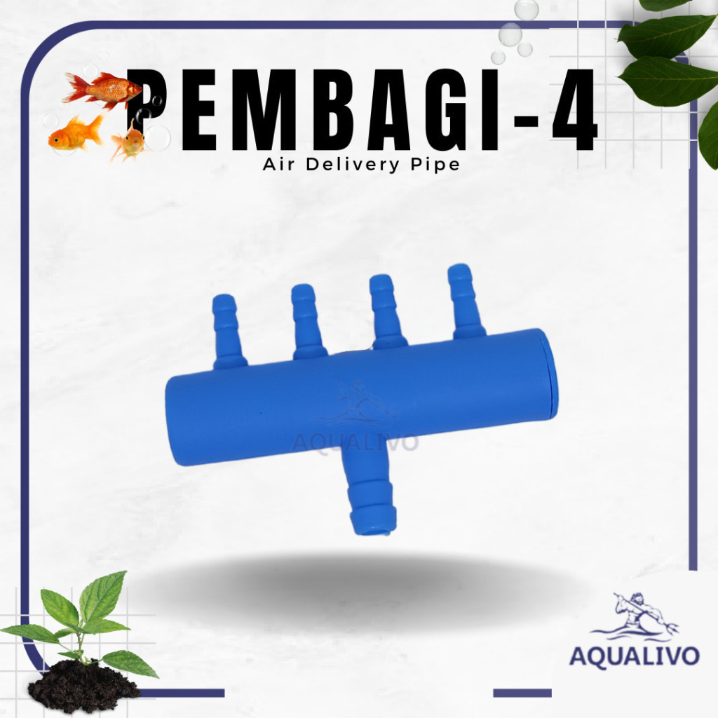 AQUALIVO Air Flow Splitter Cabang Pembagi Selang Aerator 4 Lubang Udara Output