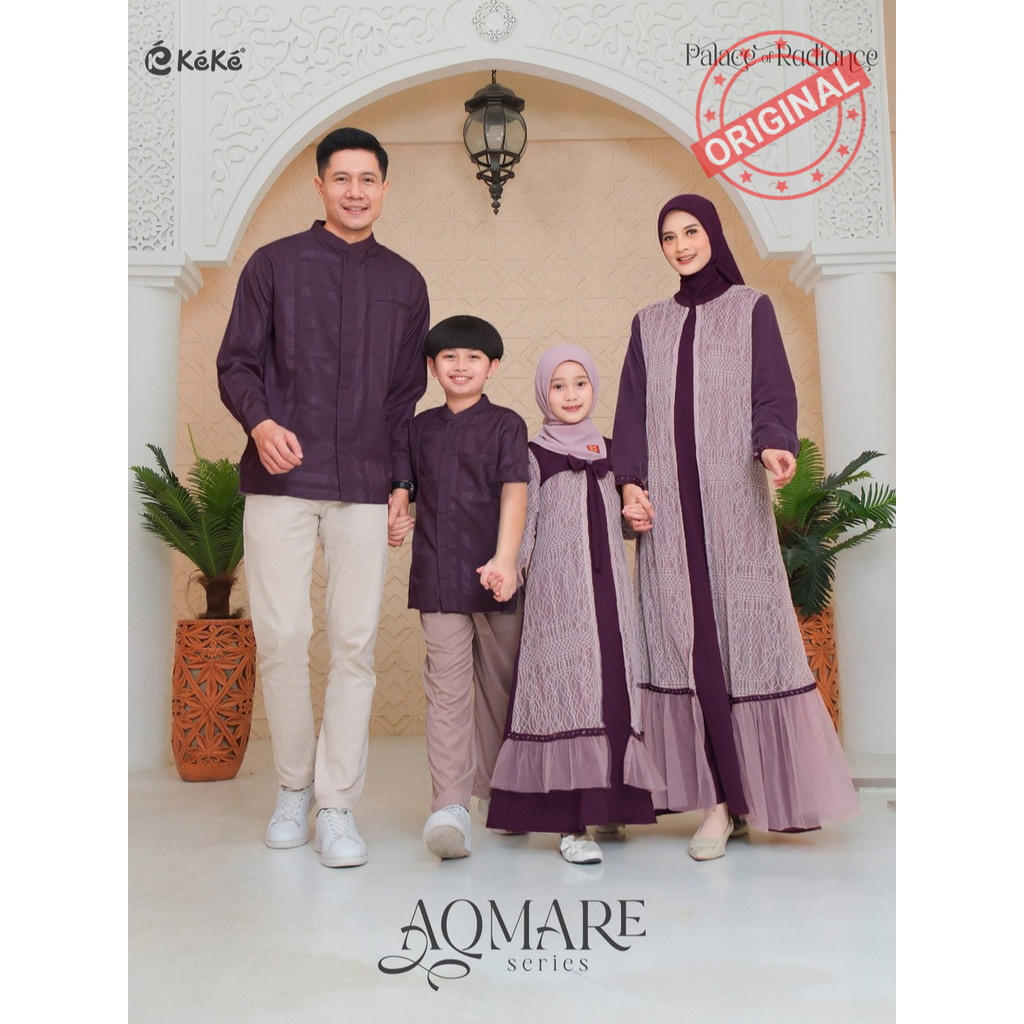 KEKE Sarimbit Lebaran 2026 Aqmare Burgundy Series Gamis Koko Dewasa dan Anak Famset Model Terbaru Mo