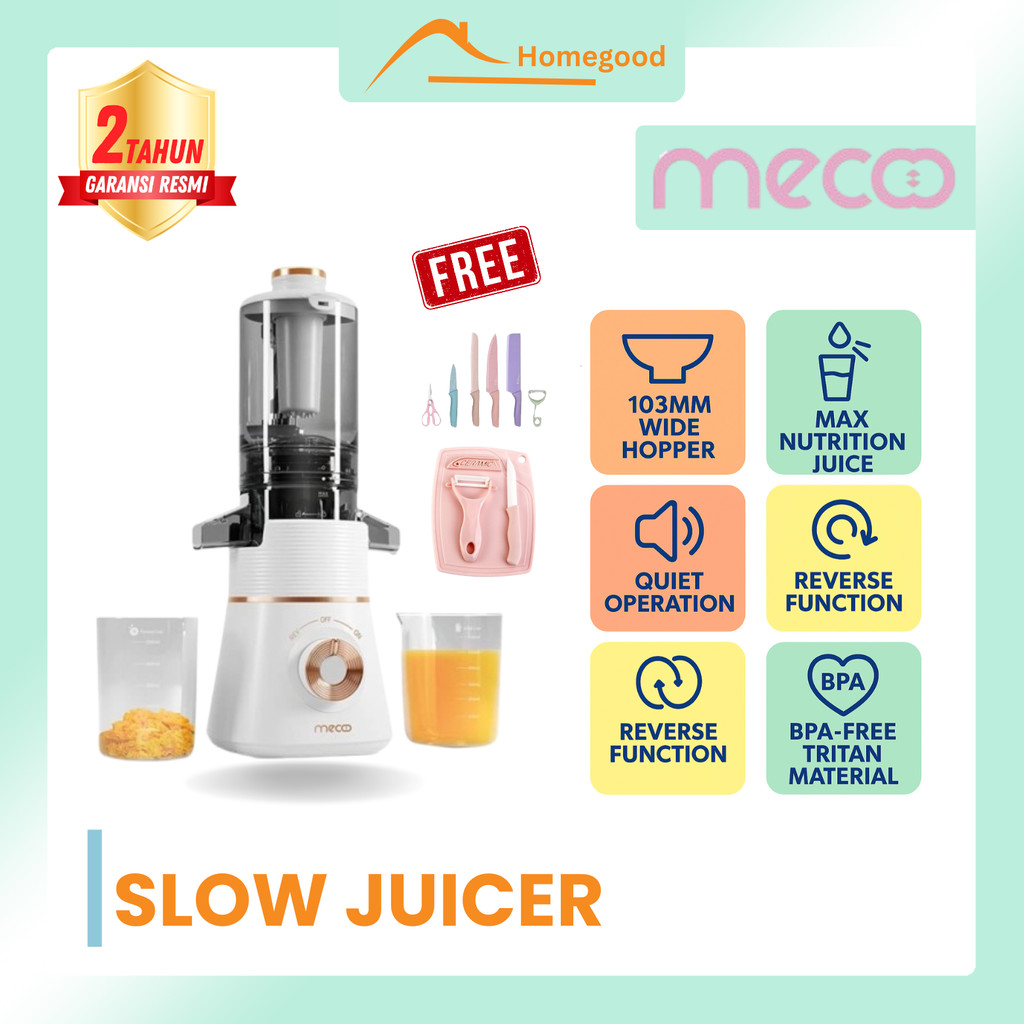 Mecoo Aesthetic Slow Juicer Extra Big Mouth Meco Mecco Juicer Buah Juice Blender Buah