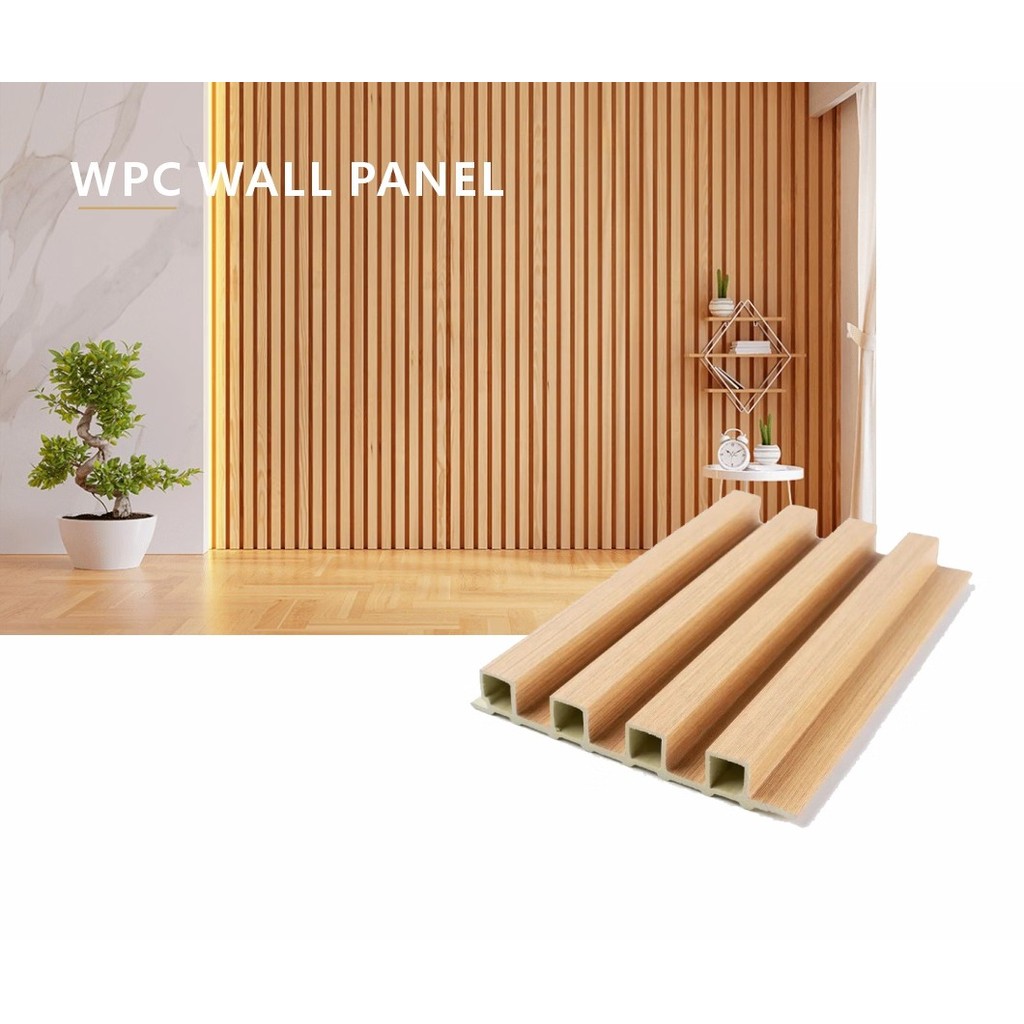 Wood Panel Lis PVC Motif Kayu Hollow U Panel Dinding Dekorasi Interior Premium 40CM