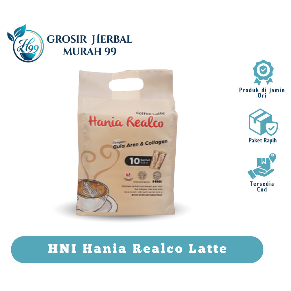 [ORIGINAL] Hania Realco Latte HNI HPAI Isi 10 Sachet - Kopi Susu Lembut & Creamy