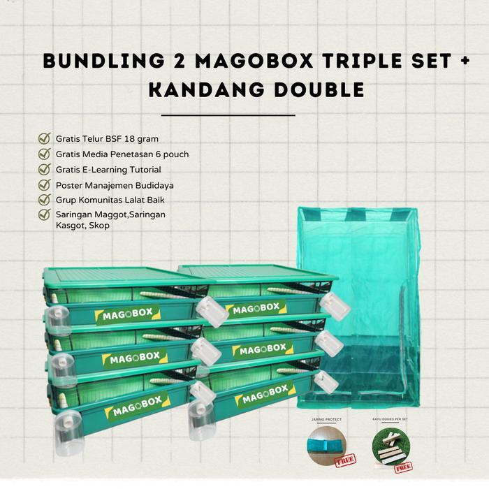 2 MAGOBOX TRIPLE SET BUNDLING DENGAN KANDANG BSF RANGKA DOUBLE -LokaMart 25