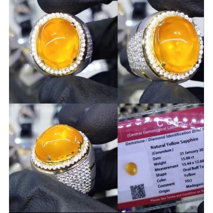 Natural Yellow Sapphire Top Kualitas Ring Perak