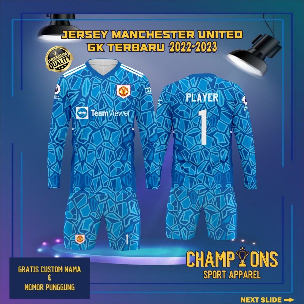 Jersey Sepak bola custom KIPER MANCHESTER UNITED 2022-2023 LENGAN PANJANG – Full Printing Dryfit Mil