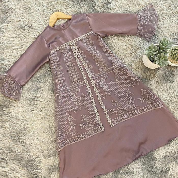 PROMO LEBARAN Baju Muslim Anak / Baju Lebaran / Baju Pesta Muslim Anak / Safia - Lilac, 3-4 tahun
