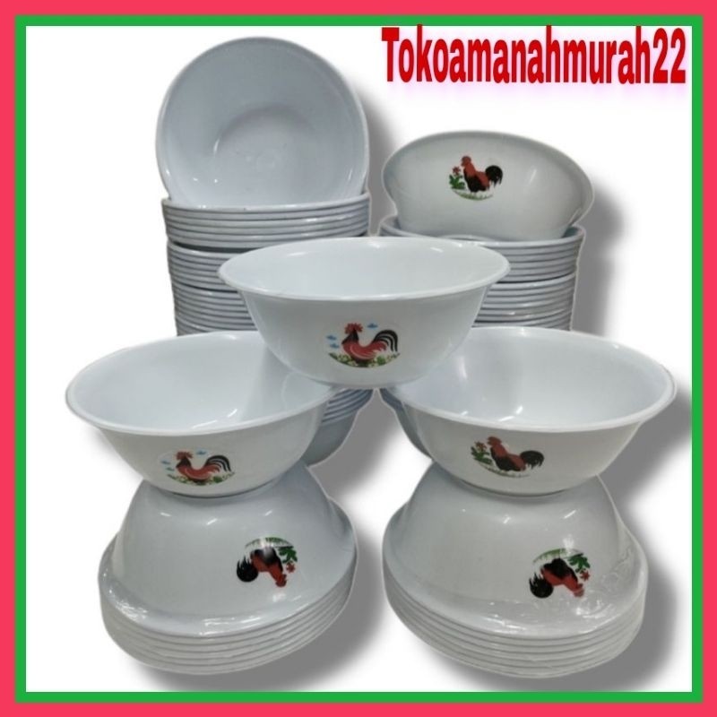 Mangkok Plastik Ayam Jago bening mangkok makan Murah Bisa COD