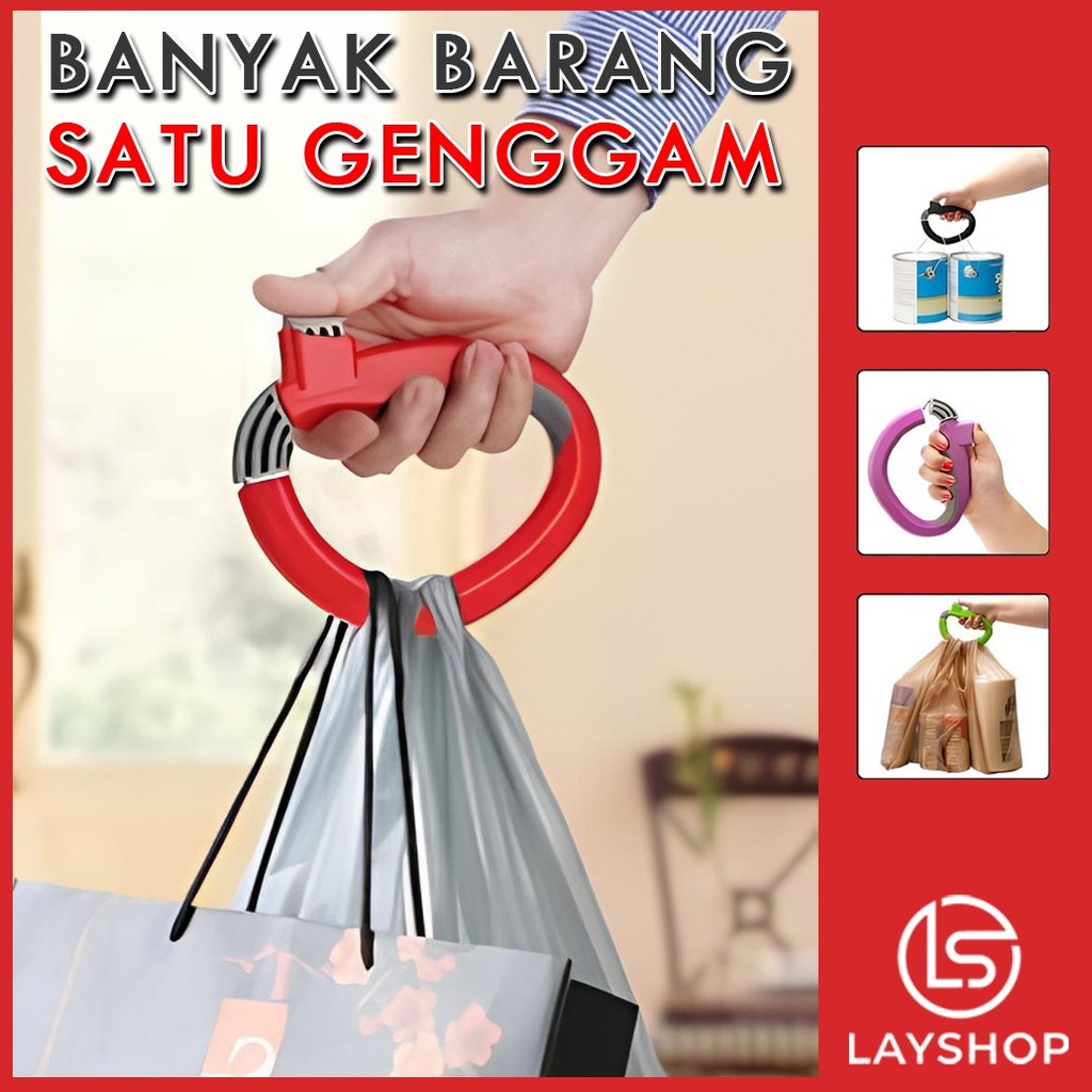 LAY Pegangan Kantong Plastik One Trip Grip Serbaguna /Pegangan Pembawa Tas Kantong Plastik Belanja /