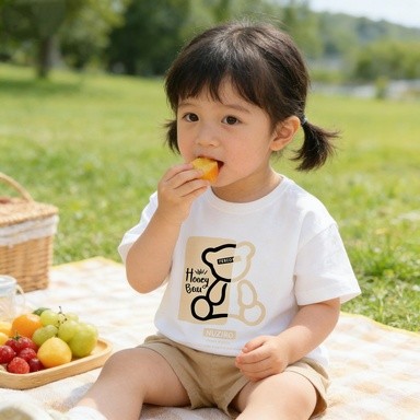 Cetakan beruang grafiti trendi gaya Korea pakaian anak baju anak perempuan baju anak laki laki baju 