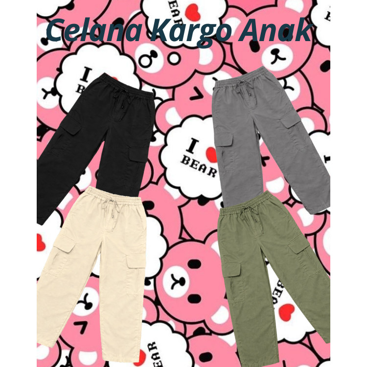 Celana Panjang Cargo Anak Perempuan Korea Style Celana Cargo Anak Cewek