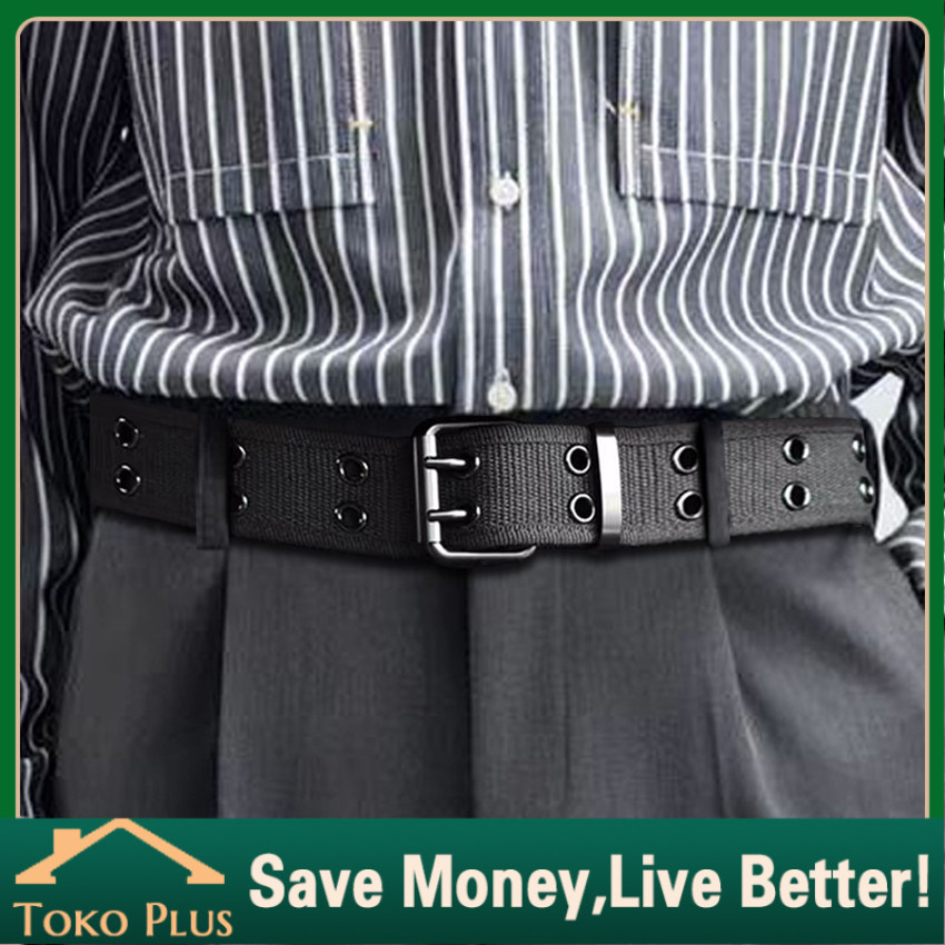 Ikat Pinggang kanvas Wanita Pria Punk Style Ring Belt full lubang Belt Sabuk Fashion Korea Belt Punk