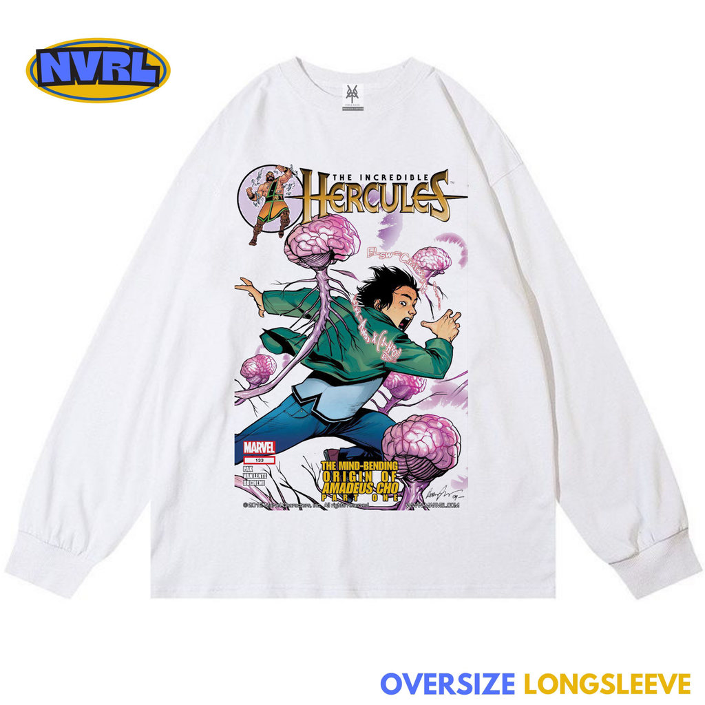 NVRL MERCH Kaos oversize longsleeve the incredibles hercules vintage tee