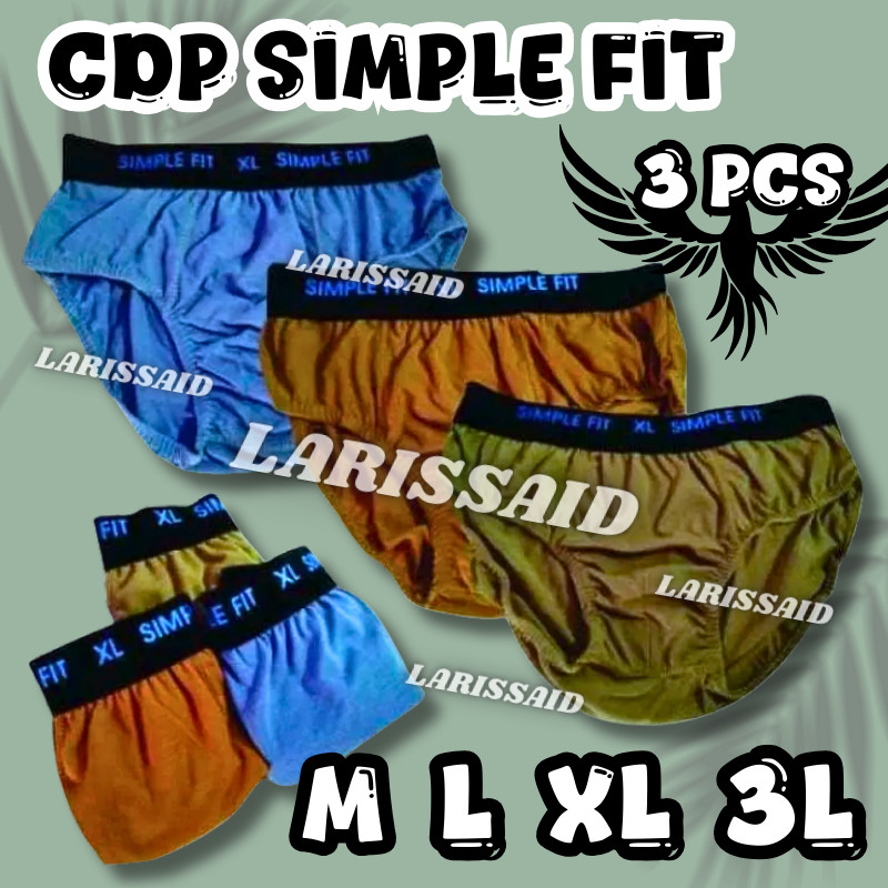 3 pcs CD Pria Remaja Dewasa Simple Fit Box Biru