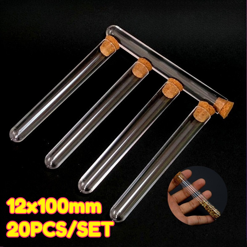 20Pcs Tabung Reaksi Plastik Tutup Kayu Gabus / Test Tube Souvenir