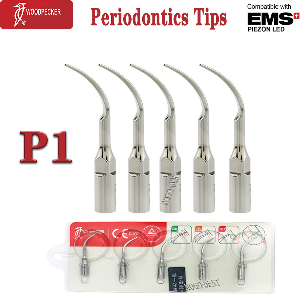 Tip Scaler Gigi Woodpecker Asli P1 Tip Scaling Periodontik Cocok untuk Handpiece Scaler Ultrasonik E