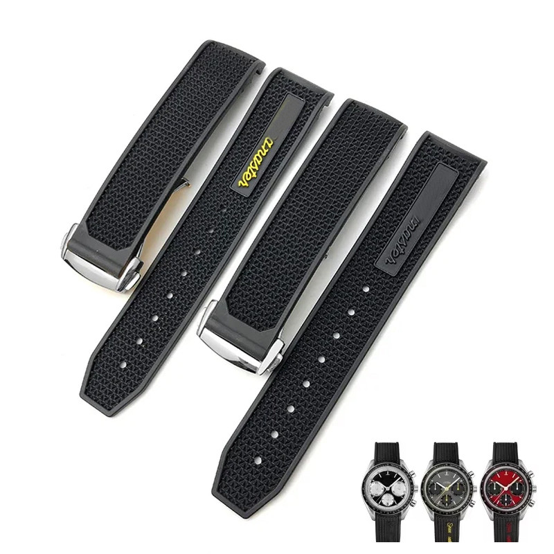 Natural Rubber 22mmWatchband for Omega Speedmaster Seamaster 300 Soft Silicone Moonwatch S Watch Str