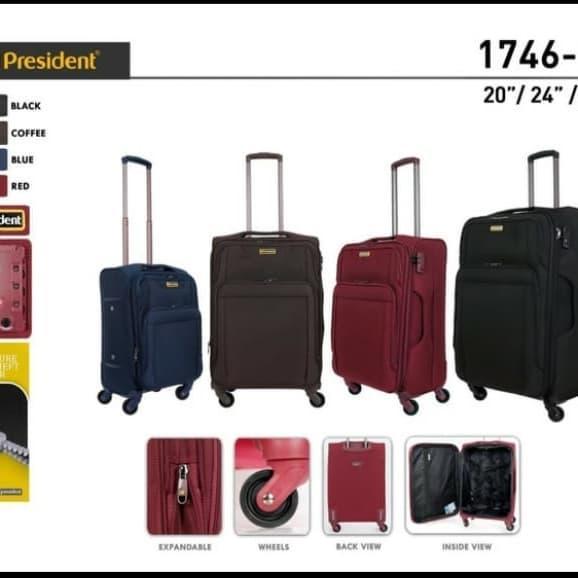 KOPER PRESIDENT 28 INCH ( 1746) BAHAN KAIN KANVAS ORI/KOPER 28 INCH - Cokelat