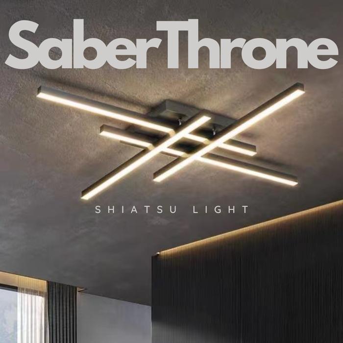 Lampu Plafon Minimalis LED Chandelier 4 Strip 3 Color Remote