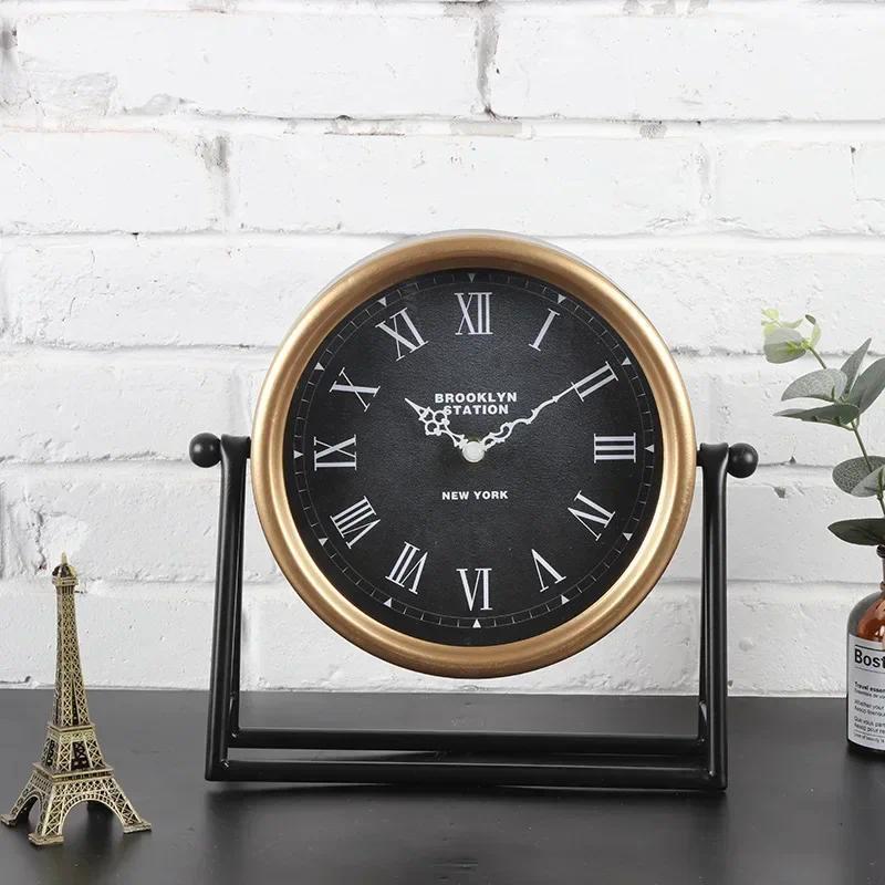 Living Room Portable Desk Clock Home Desktop Clock Decoration American Creative Desktop Silent Art D