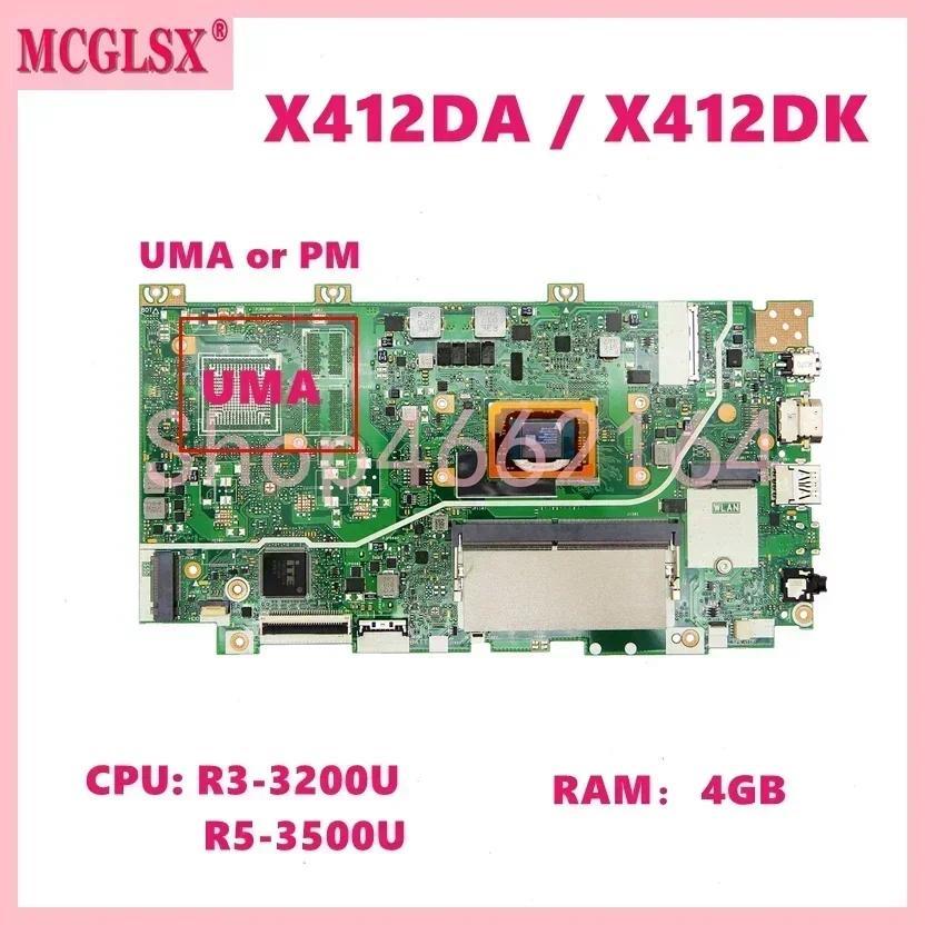 X412DK With R3 R5 R7 CPU 4GB-RAM UMA/V2G GPU Mainboard R412DA F412DA A412DA A412DK F412DK X412DA X41