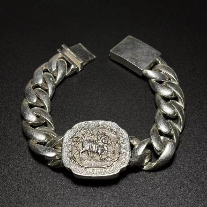 inese Tibetan silver hand-hollowed Kirin amulet auspicious transshipment fashion bracelet overlord g