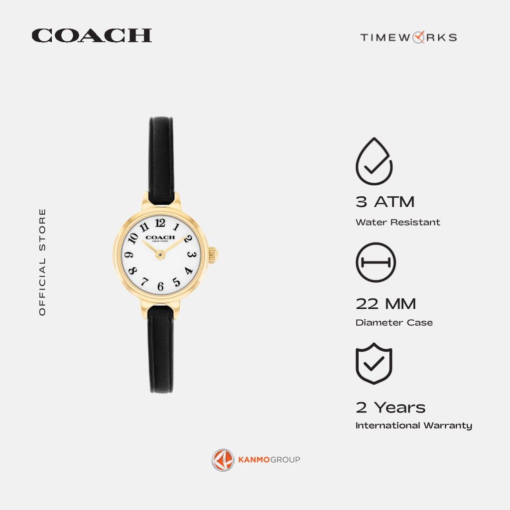 Coach Iris 2 Hands Black Leather Strap - Jam Tangan Wanita - 14504654