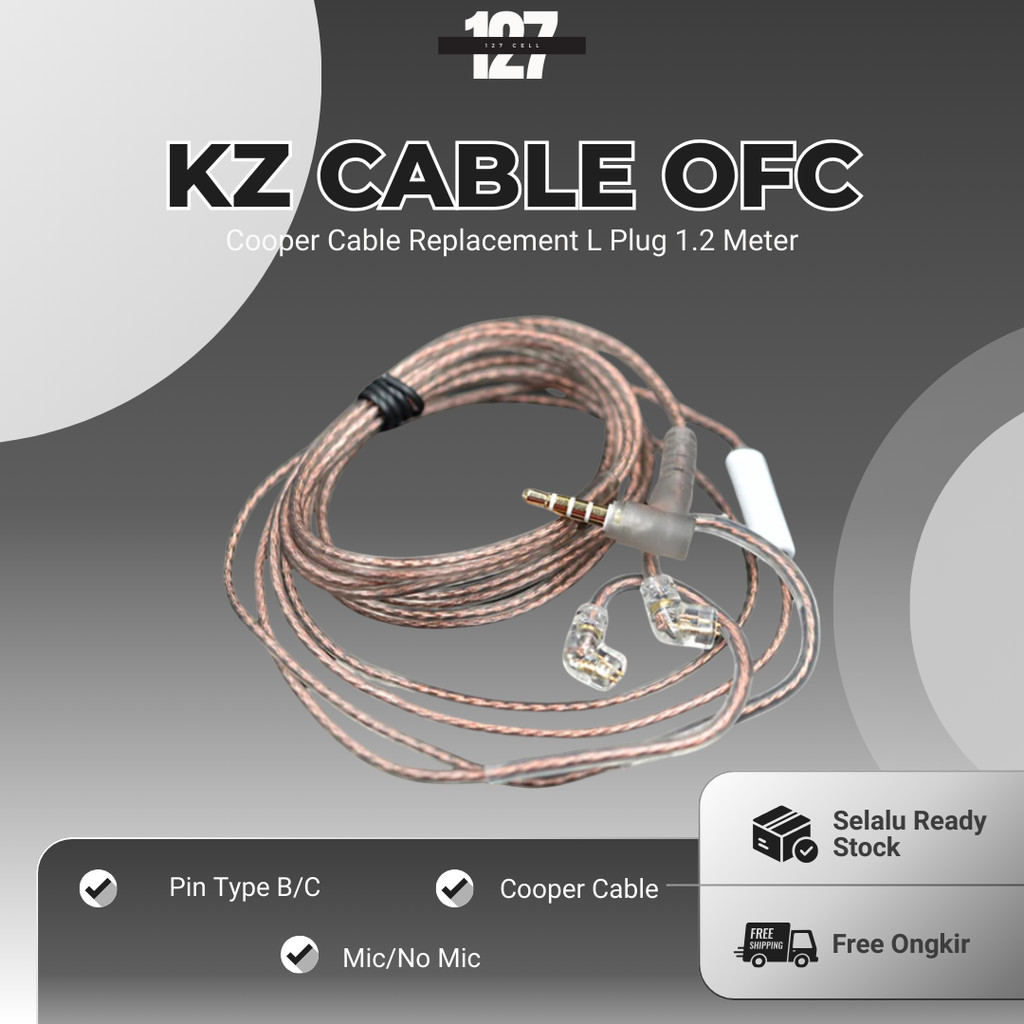 KZ Cable OFC Flat Brown Mic Upgrade Kabel KZ Pin Type C ZEX ESX ZS10 ZSN PRO X DQ6 DQ6S