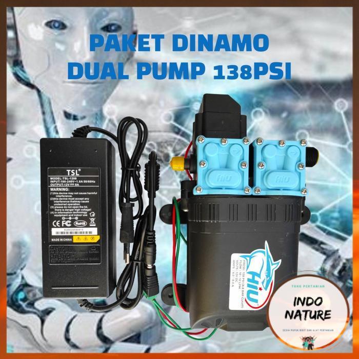 [ IndoNature ] Paket Pompa Air 138 PSI DC & Adaptor 8A Dinamo Sprayer Pump - HIU DUAL PUMP