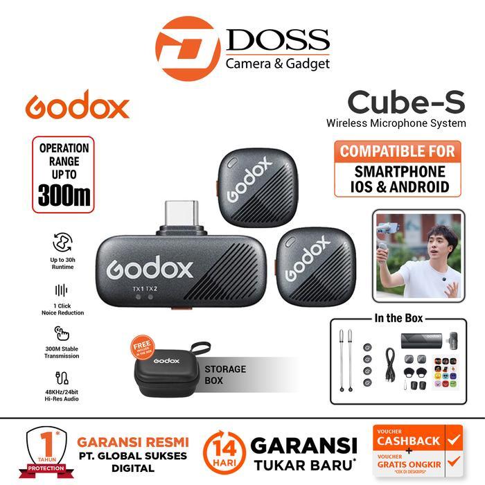 Doss Surabaya-Godox CUBE S Wireless Microphone CUBE-S Mic Wireless for Smartphone Android & IOS-DOSS