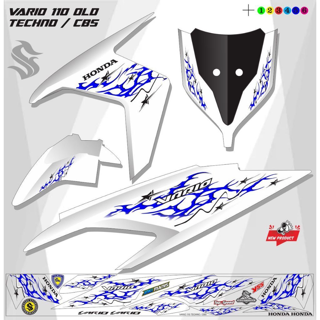 STICKER VARIASI MOTOR VARIO OLD 110 TECHNO STRIPING VARIO
