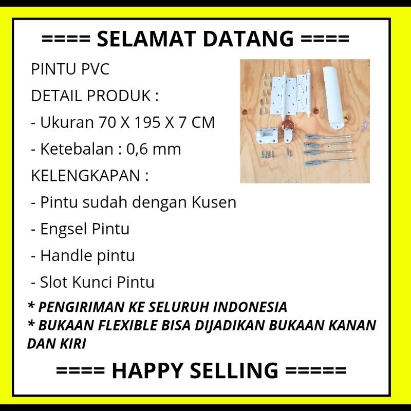 Pintu Kamar Mandi PVC 70x195 premium + Kunci | Pintu WC Plastik Modern Estetik