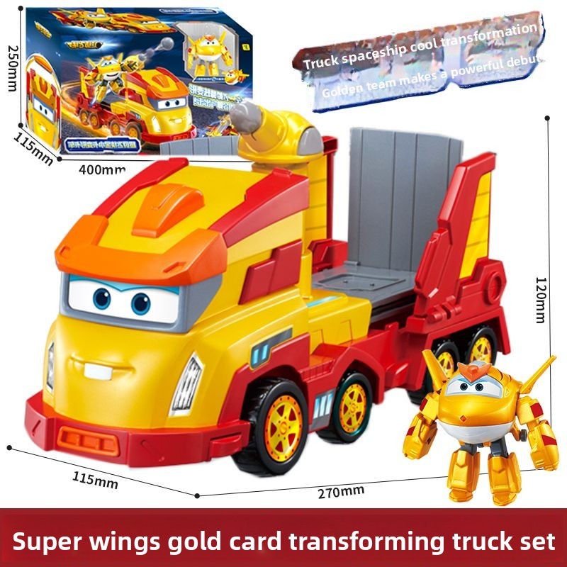 AULDEY Super Wings Vehicle ModelGolden Boy Engineering Truck Transform FigureTruck Set Decor Kids To