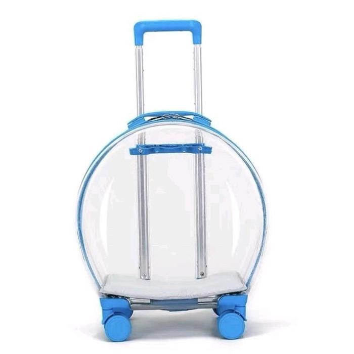 Tas Troli Transparan | Pet Cargo | Tas Anjing Kucing - Biru