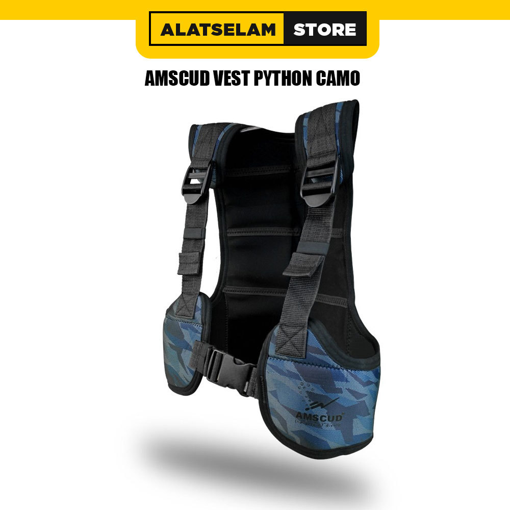 AmScuD Vest Python camo - Jaket selam - Rompi olahraga air - FREE DIVING/ APNEA WEIGHT VEST