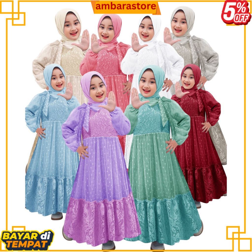 READY Gamis anak perempuan Bellvani 3-11thn / gamis anak / gamis pesta anak perempuan / baju muslim 