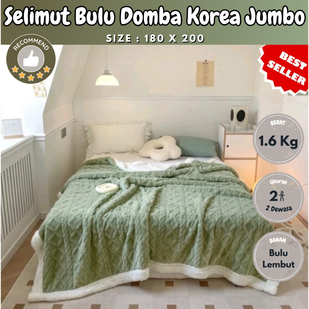 [Selimut Domba Jumbo] - Selimut Bulu Domba motif korea 180 x 200