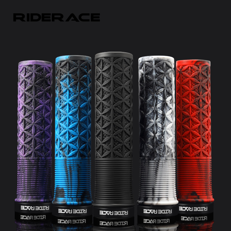Pegangan Setang Sepeda Gunung RIDERACE, Pegangan Setang Sepeda Lipat MTB, Karet TPR Lembut Anti-Seli