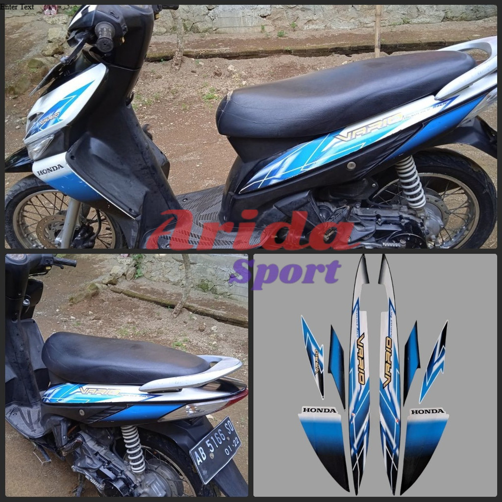 Striping stiker lis body Honda Vario karbu 110 tahun 2006 Hitam Biru putih