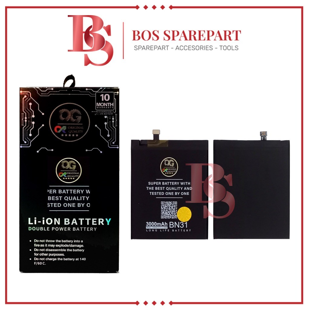 Bos Sparepart Jakarta - BATERAI OGS XIAOMI BN31 / MI5X / MIA1 / REDMI NOTE 5A / NOTE 5A PRIME / S2 O