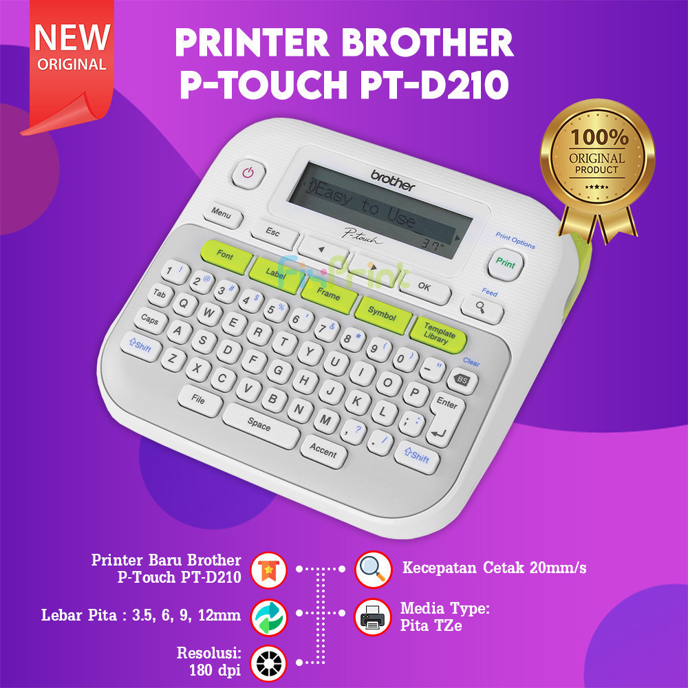 FixPrint Printer Label Maker PT-D210 D-210 Pembuat Label / Label Maker TZE 241 TZE 641 TZE 261 Label