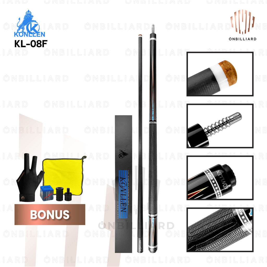 Stick Billiard Konllen KL-08F 12.5mm Carbon Fiber Cue Stik Biliar KL-08