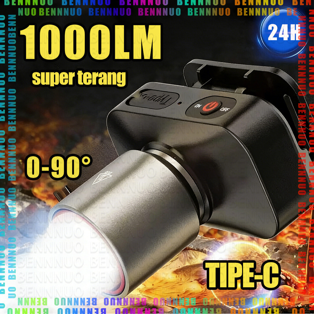 Senter Kepala LED Super Terang Senter Kepala Zoom 1000 Lumen Headlamp Senter Kepala Zoom Head Lamp L