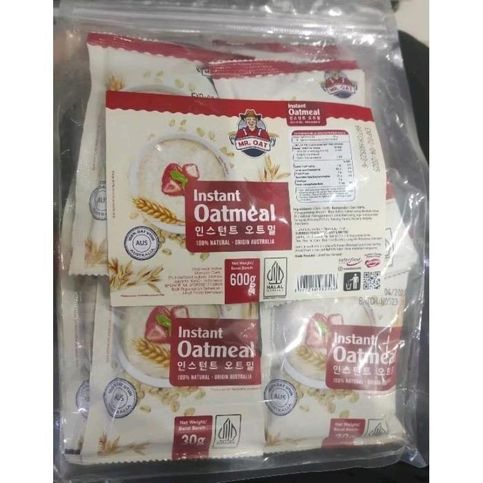 Mr Oat quaker instant oatmeal bag sachet 600gr 100% oat sereal gandum no sugar origin australia