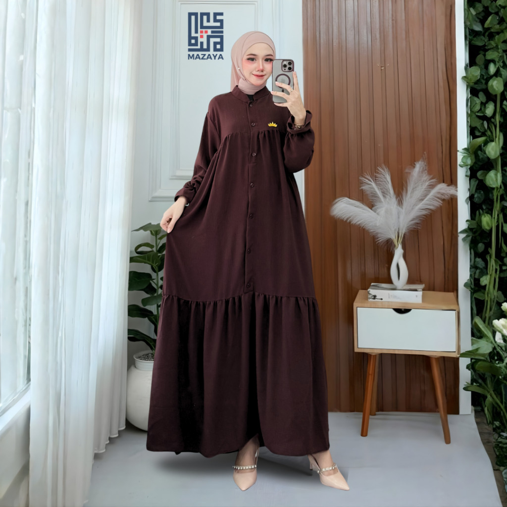 Gamis Lebaran 2026 Model Gamis Terbaru Mahira Dress Jumbo Bahan Crinkle Airflow Premium