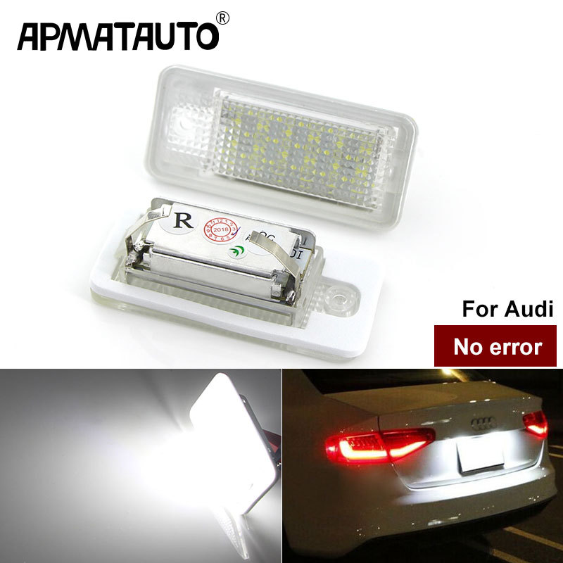 2Pcs canbus Car Led Number License Plate Light White 6000k 3W 18SMD Led Bulb Number Plate For Au A4 