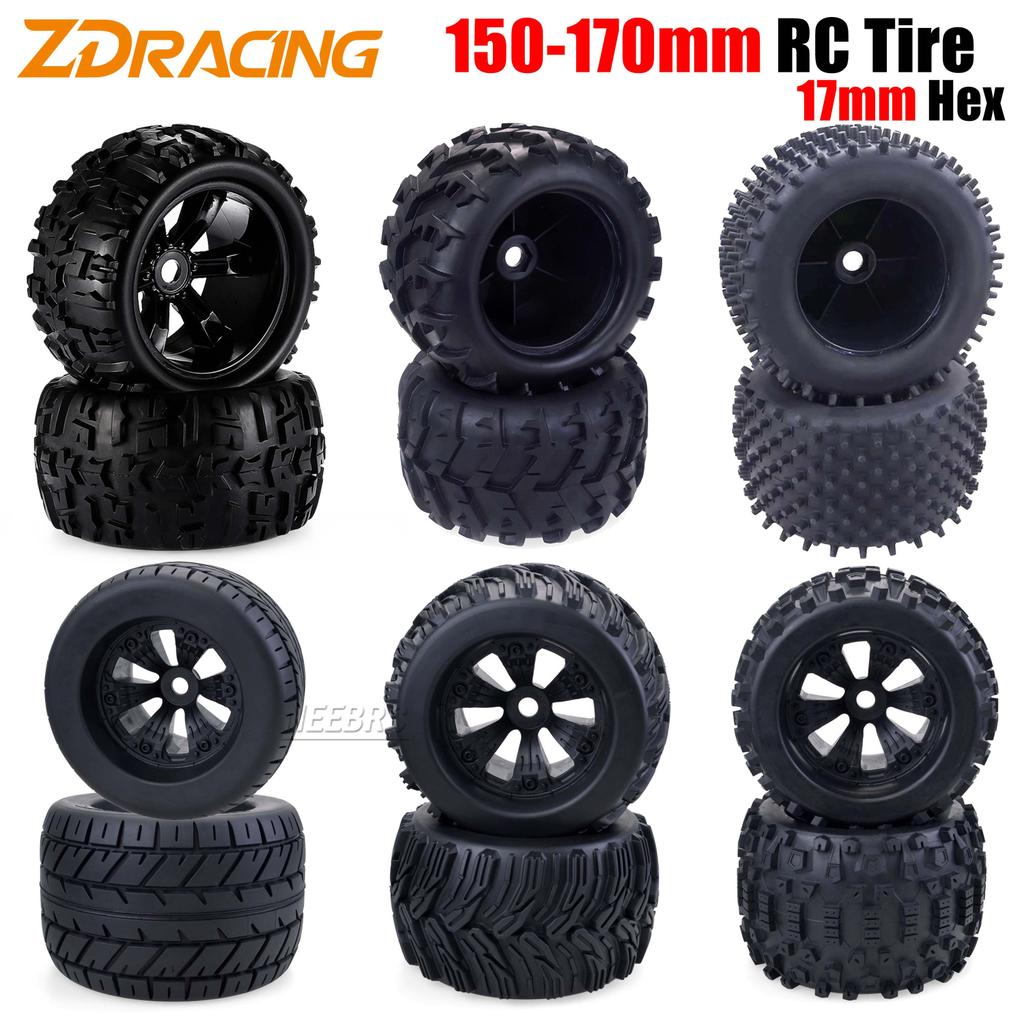 2/4PCS 150-170mm Rubber Tire Wheel Tyre Hub Rim 17mm Hex Set for 1/8 Monster Truck RC Car Redcat HPI
