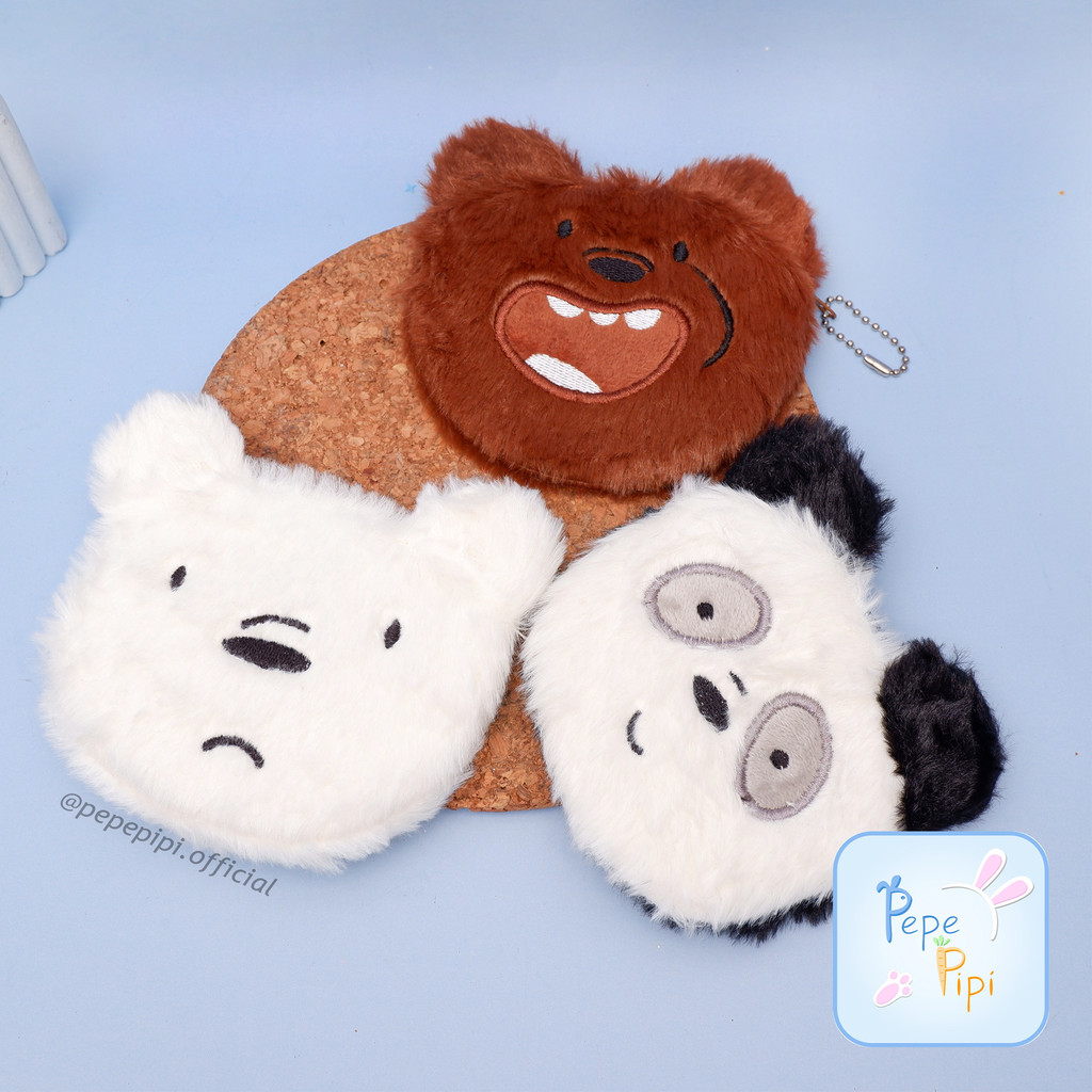 Dompet Koin Bulu Panjang We Bare Bear Wallet Wbb Grizzly Panda Ice Bear
