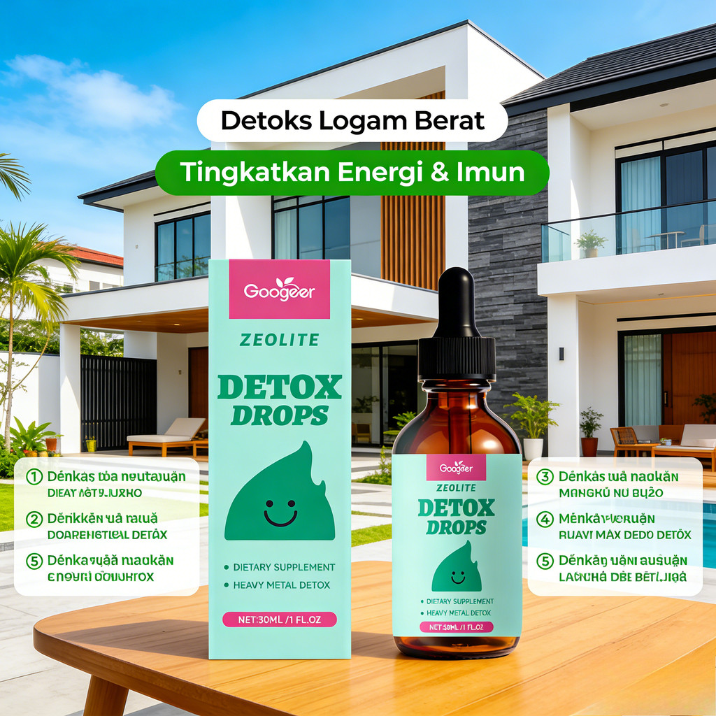 Googeer Zeolite Detox Drops – Detoks Logam Berat & Racun dengan Vitamin B12 + D3 30ml