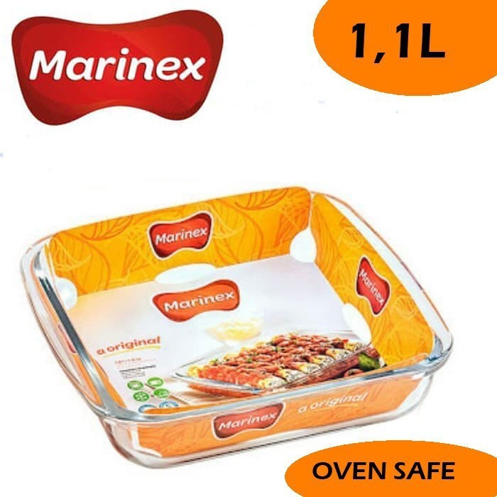 Loyang Kaca Segi Marinex Rooster 1,1 L - Loyang Oven - Loyang Kue - Loyang Marinex 1,1 Liter