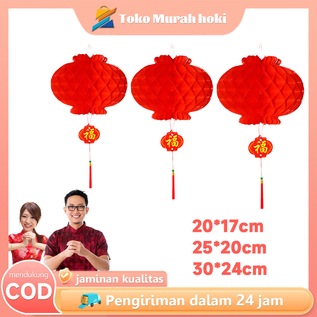Lampion China 10pcs Lentera Imlek Lampion Kertas Imlek Lampion Gantung Dekorasi Anti Air